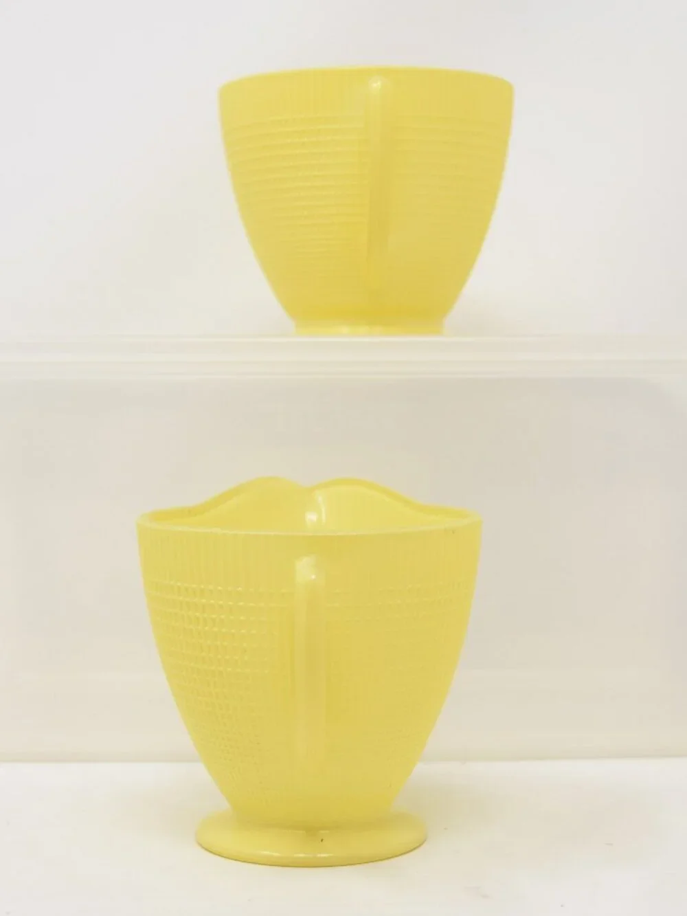 Dominion Glass Saguenay Creamer & Sugar Bowl Yellow 1940s Midcentury Boho Cottag